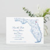 Elegant St. Augustine Florida Wedding Navy Karte (Stehend Vorderseite)