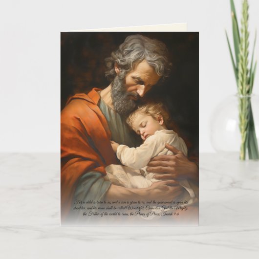 Elegant St. Joseph & Jesus Scripture Verse Karte (Vorderseite)