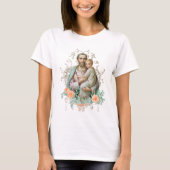 Elegant St. Joseph Katholische Religiöse Blüte T-Shirt (Vorderseite)