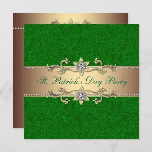 Elegant St. Patrick's Day Party Einladung Green (Vorne/Hinten)