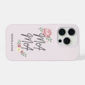 Elegant Stacked Mama Script Floral Pink Peony iPhone Hülle (Rückseite (Horizontal))