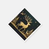 Elegant Stag – Golden Forest Silhouette Serviette (Ecke)