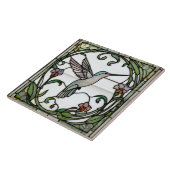 Elegant stain glass art nouveau hummingbird fliese (Seite)