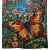 Elegant stain glass butterfly garden duschvorhang (Vorderseite)