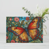 Elegant stain glass butterfly garden einladung (Stehend Vorderseite)