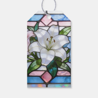 Elegant Stained Glass Lily Floral Design in Soft P Geschenkanhänger