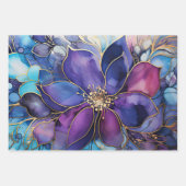 Elegant Stained Glass Purple & Blue Floral Geschenkpapier Set (Vorderseite 2)