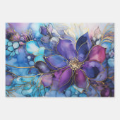 Elegant Stained Glass Purple & Blue Floral Geschenkpapier Set (Vorderseite)
