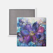 Elegant Stained Glass Purple & Blue Floral Magnet (Vorderseite/Rückseite)