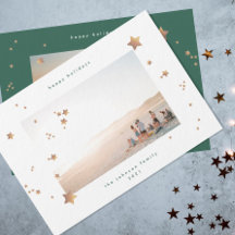 Elegant Star Green White Christmas Two Foto Happy