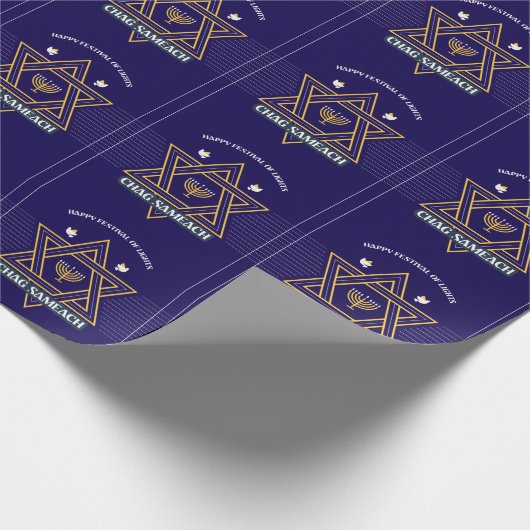 Elegant Star of David Hanukkah Wrapping Paper Geschenkpapier (Ecke)