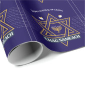 Elegant Star of David Hanukkah Wrapping Paper Geschenkpapier (Rolleneckpunkt)