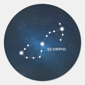 ELEGANT STARRY BLUE WATERCOLOR UNIVERSUM SCORPIO RUNDER AUFKLEBER