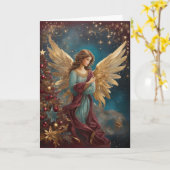 Elegant Starry Christmas Angel Custom Message Karte (Gelbe Blume)