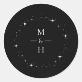 Elegant Starry Monogram Celestial Wedding Runder Aufkleber (Vorderseite)