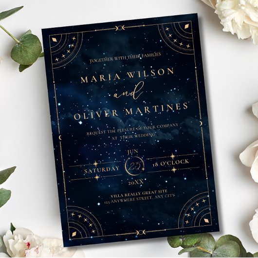 Elegant Starry night Wedding Celestial Wedding  Folieneinladung