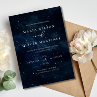 Elegant Starry night Wedding invitation Modern  Folieneinladung