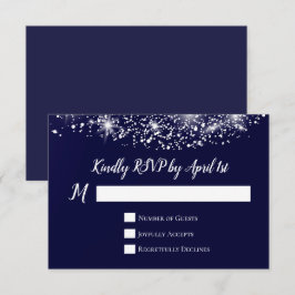 Elegant Stars Navy Blue RSVP Karte