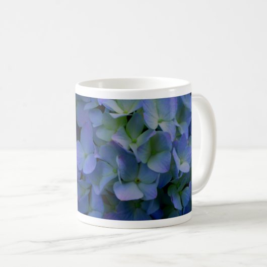 Elegant staubblau lila blumenreich kaffeetasse (VorderseiteRechts)