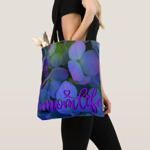Elegant staubblau lila blumenreich tasche