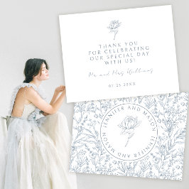 Elegant staubblaue französische Hochzeit Dankeschö Dankeskarte