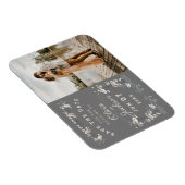 Elegant staubig grau-weiße Blumen Save the Date in Magnet (Rechte Seite)