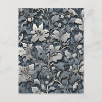 Elegant staubiges Blau Silber Weiß Grau floral