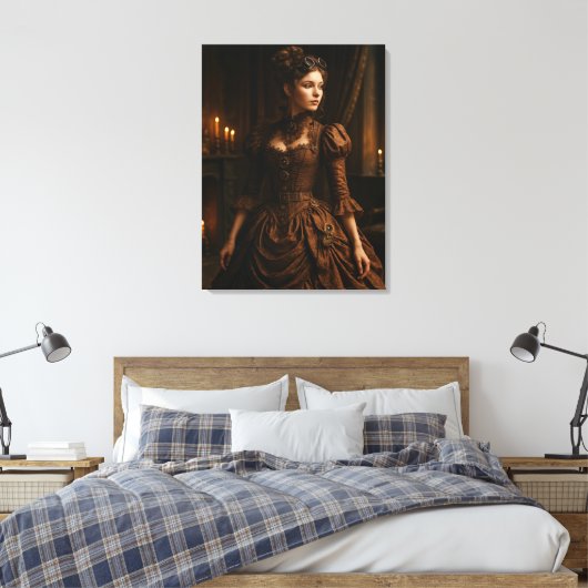 Elegant Steampunk Victorian Lady in Brown  Leinwanddruck (Insitu (Schlafzimmer))