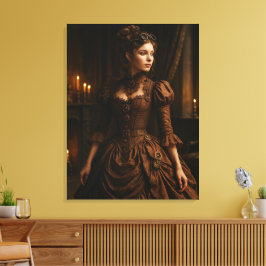 Elegant Steampunk Victorian Lady in Brown  Leinwanddruck