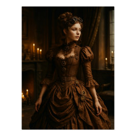 Elegant Steampunk Victorian Lady in Brown  Poster