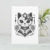 Elegant Steampunk Viktorianisch Cat Einladung (Stehend Vorderseite)