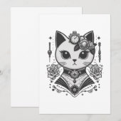 Elegant Steampunk Viktorianisch Cat Einladung (Vorne/Hinten)
