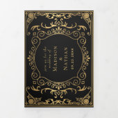 Elegant Steampunk Viktorianisch Wedding Dreifach Gefaltete Einladung (Cover)