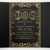 Elegant Steampunk Viktorianisch Wedding Dreifach Gefaltete Einladung (Innenseite Mitte)