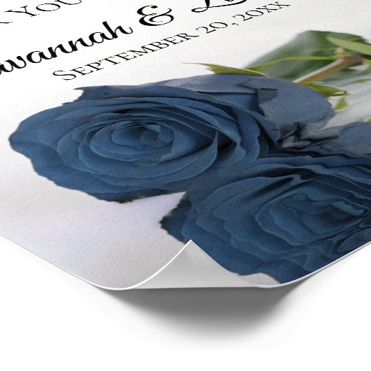 Elegant Steel Blue Rose Geschenke & Cards Hochzeit Poster (Ecke)
