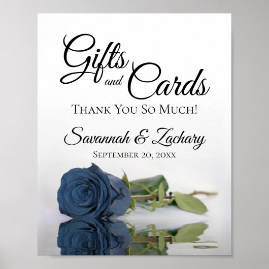 Elegant Steel Blue Rose Geschenke & Cards Hochzeit Poster (Vorne)