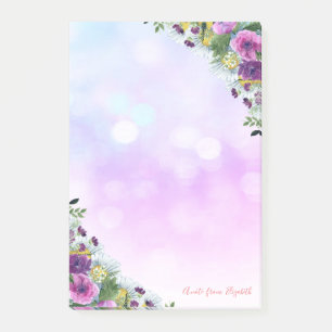 Elegant Stilmädchen ,Bokeh , Aquarellfarben-Blume Post-it Klebezettel