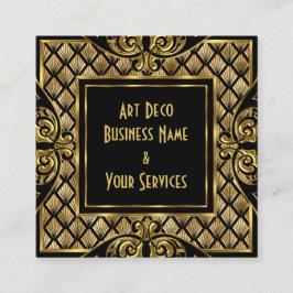 Elegant Stilvoll Art Deco Gold Schwarz Vintag 1930 Quadratische Visitenkarte