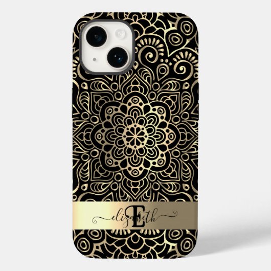 Elegant Stilvoll Black Gold Mandala Case-Mate iPhone Hülle (Rückseite)