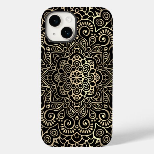 Elegant Stilvoll Black Gold Mandala Case-Mate iPhone Hülle (Rückseite)