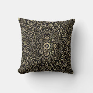 Elegant Stilvoll Black Gold Mandala Kissen