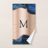 Elegant Stilvoll Blue Agate Marble Rose Gold Badhandtuch Set (Handtuch)