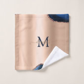 Elegant Stilvoll Blue Agate Marble Rose Gold Badhandtuch Set (Waschlappen)