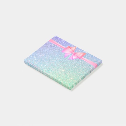 Elegant Stilvoll, Bow, Glittery Post-it Klebezettel (angewinkelt)