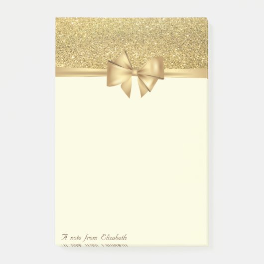 Elegant Stilvoll, Bow, Gold Glitzer Post-it Klebezettel (Vorderseite)