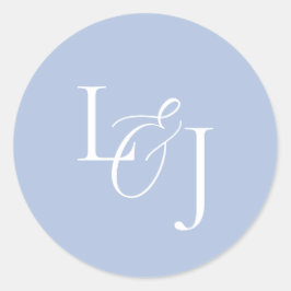 Elegant & stilvoll Dusty Blue Monogram Wedding Runder Aufkleber