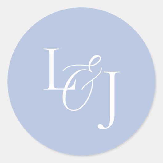Elegant & stilvoll Dusty Blue Monogram Wedding Runder Aufkleber (Vorderseite)