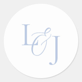 Elegant & stilvoll Dusty Blue Monogram Wedding Runder Aufkleber