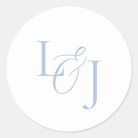 Elegant & stilvoll Dusty Blue Monogram Wedding Runder Aufkleber (Vorderseite)