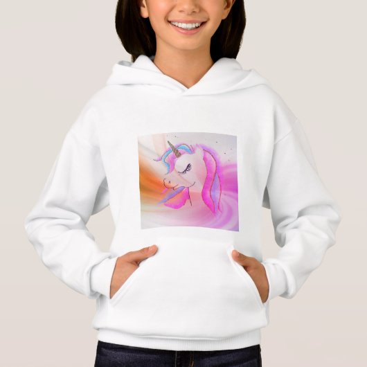Elegant, stilvoll, farbenfroh, Rainbow Unicorn Hoodie (Vorderseite)